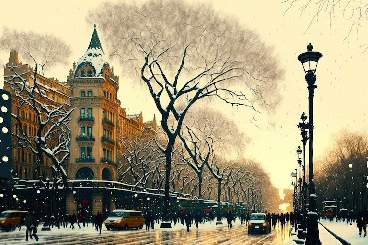paseo gracia barcelona invierno