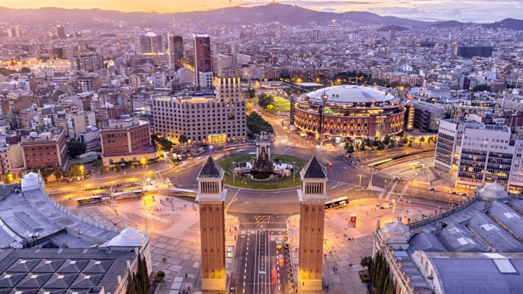 Drive through the lively downtown streets on a car route with hire cars Barcelona
