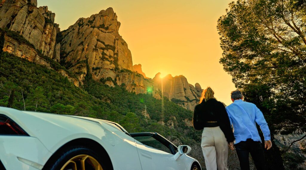 Montserrat Lamborghini Huracán Evo white landscapes mountains nature